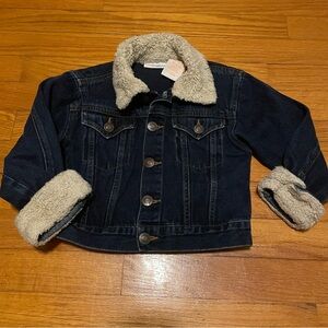 Vintage Y2K Mary Kate and Ashley Sherpa-Lined Dark Denim Jacket Girl’s XS 4/5